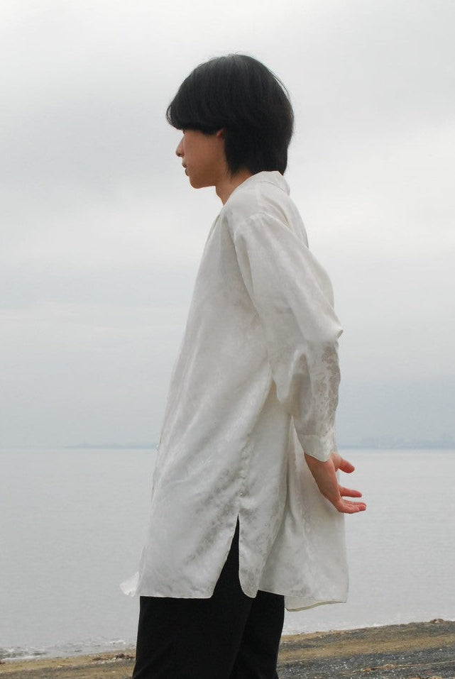 Vintage White Glossy Longline Shirt
