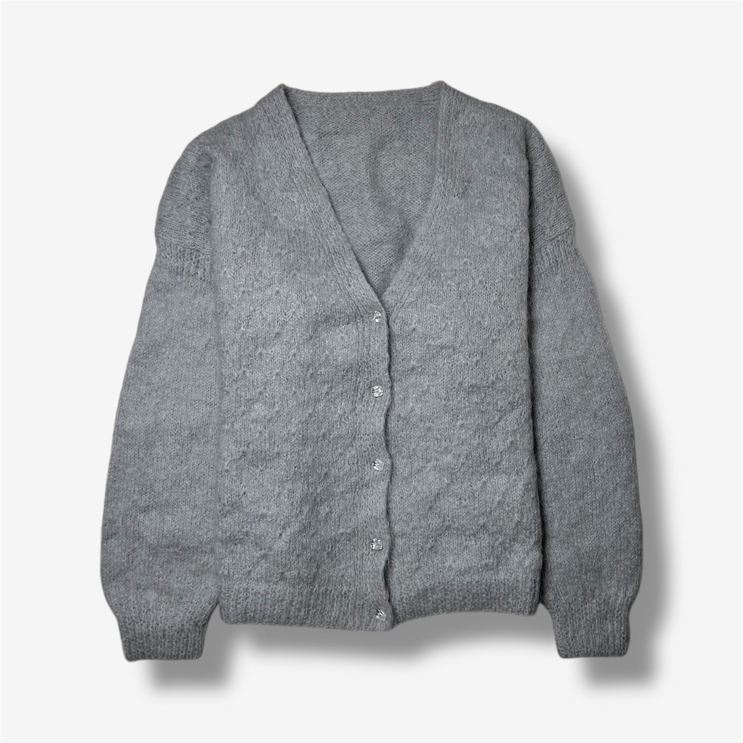 Vintage White Wool V-Neck Cardigan
