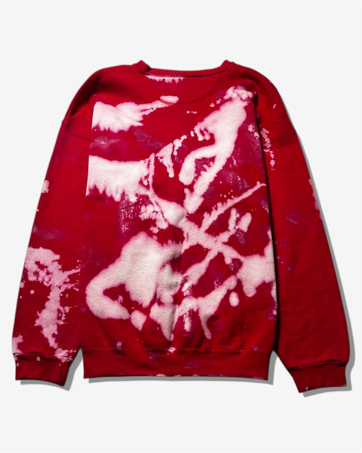 Red Bleach-Dyed Crewneck Sweatshirt