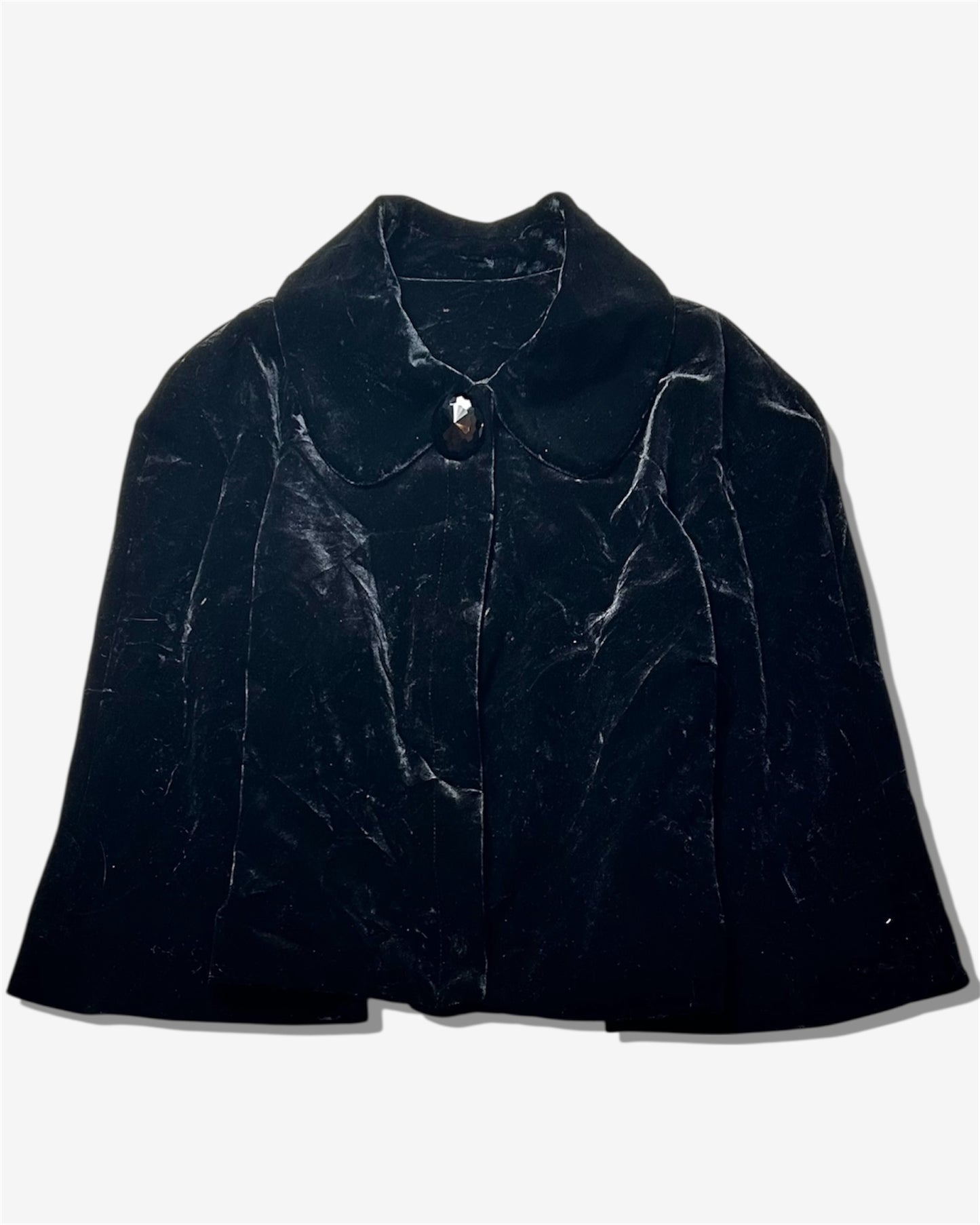 Black Velvet Round Collar Jacket