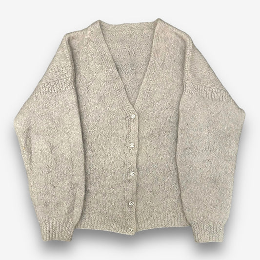 Vintage White Wool V-Neck Cardigan