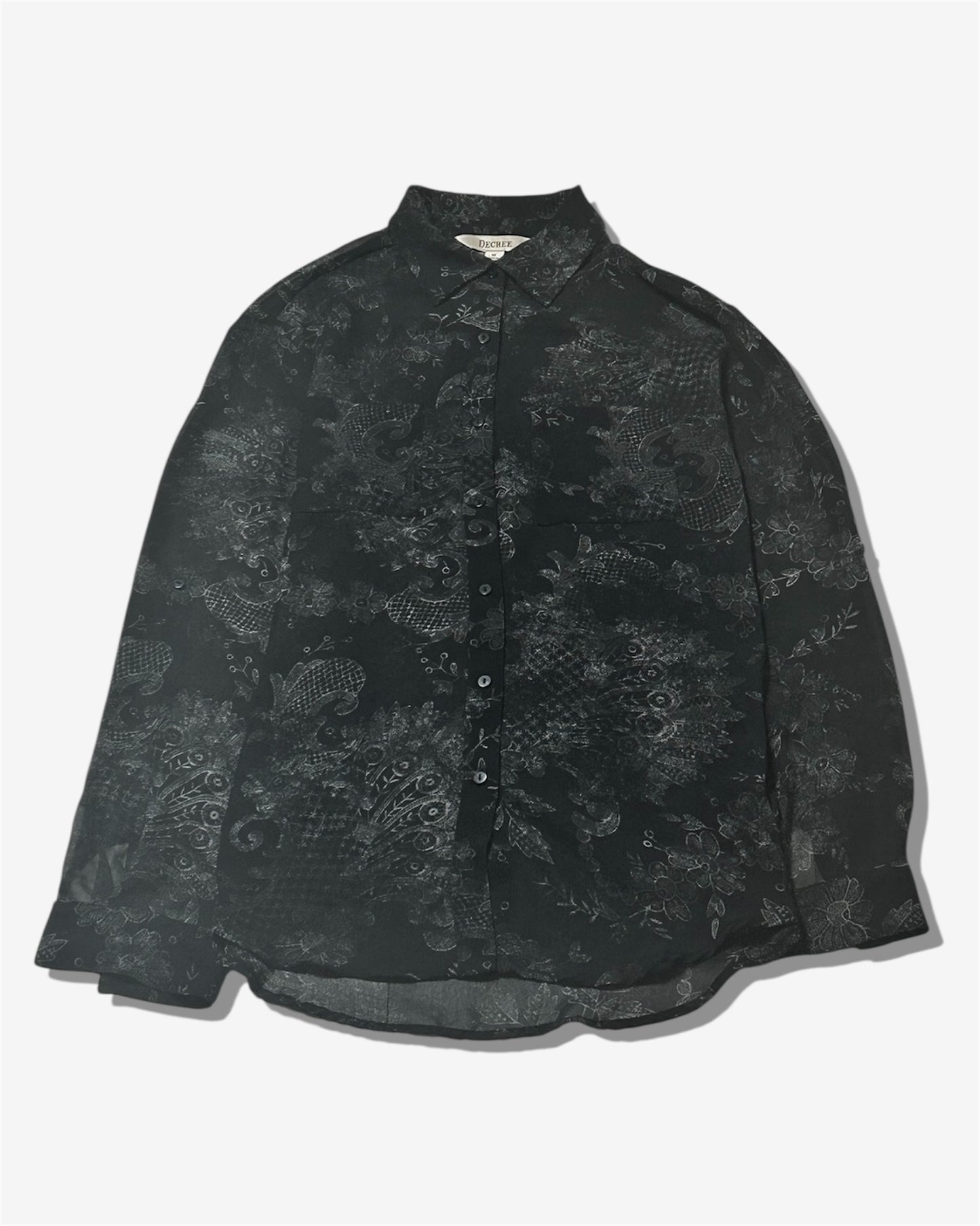 Vintage Sheer Black Lace Shirt