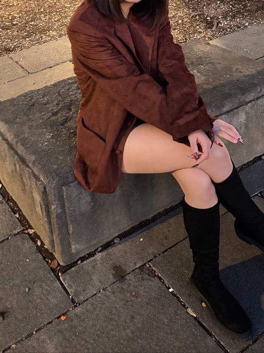 Vintage Red Single-Breasted Tailored Jacket