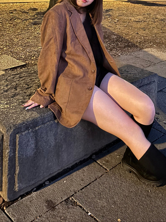 Vintage brown Single-Breasted Tailored Jacket