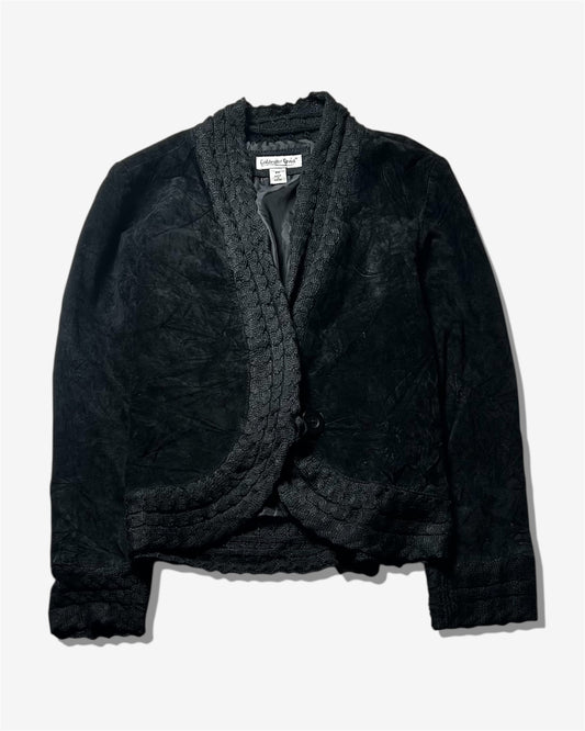 Black Oil-Finish Single-Button Jacket